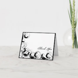 白黒の線条細工のヴィンテージの結婚は感謝していしています サンキューカード
