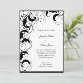 白黒の線条細工のヴィンテージの結婚式招待状 招待状 (スタンド正面)