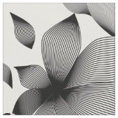 白黒の線状の花 ファブリック (クローズアップ)