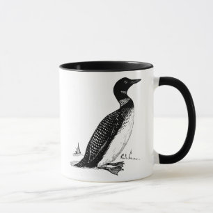 白黒の線画のアビ マグカップ