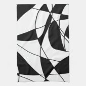 白黒の線、ブロックカラープリントパターン キッチンタオル (縦)