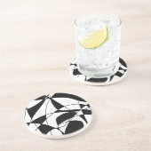 白黒の線、ブロックカラープリントパターン コースター (側面)