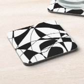 白黒の線、ブロックカラープリントパターン コースター (左側)