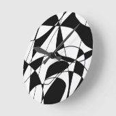 白黒の線、ブロックカラープリントパターン ラウンド壁時計 (傾斜)