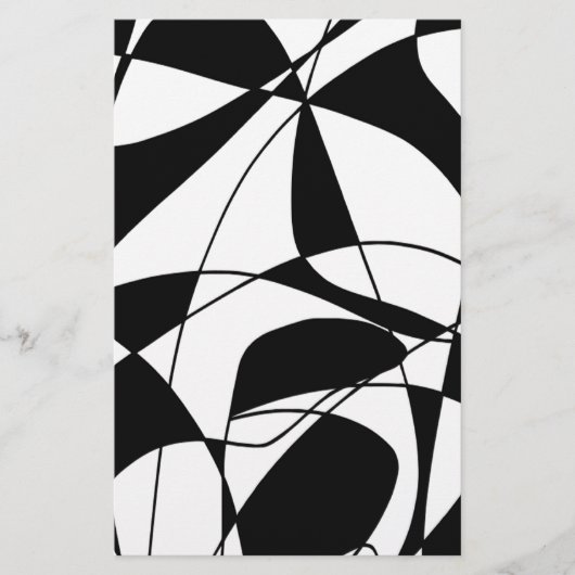 白黒の線、ブロックカラープリントパターン 便箋 (正面)