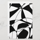 白黒の線、ブロックカラープリントパターン 便箋 (正面/裏面)