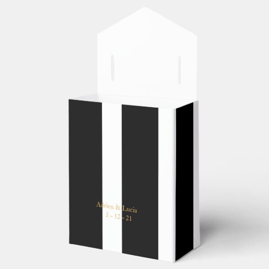 白黒の編集可能ストライプ結婚式の引き出物ボックス フェイバーボックス (オープン)