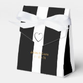 白黒の編集可能ストライプ結婚式の引き出物ボックス フェイバーボックス (正面サイド)
