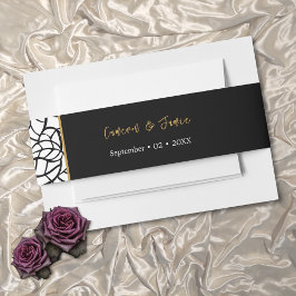 白黒の縁ど株名の日付 招待状ベリーバンド