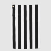 白黒の縦のパターストライプン ゴルフタオル (正面)
