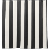 白黒の縦ストライプののストライプ シャワーカーテン (正面)