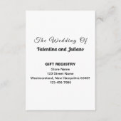 白黒の縦向き結婚式ギフト登録カード エンクロージャーカード (正面)