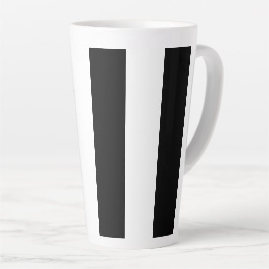 白黒の縦型ストライプのコーヒーマグ カフェラテマグ (右アングル)