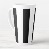 白黒の縦型ストライプのコーヒーマグ カフェラテマグ (左アングル)