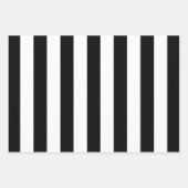 白黒の縦型ストライプパターストライプのン ラッピングペーパーシート (正面3)