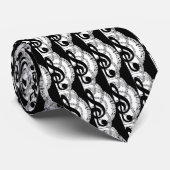 白黒の縦型パターンミュージック2ネックタイ ネクタイ (ロール)