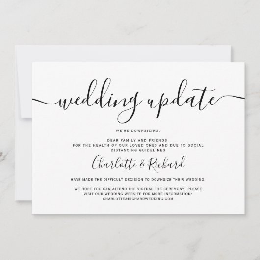 白黒の縮小結婚写真のスクリプト 案内状 (正面)