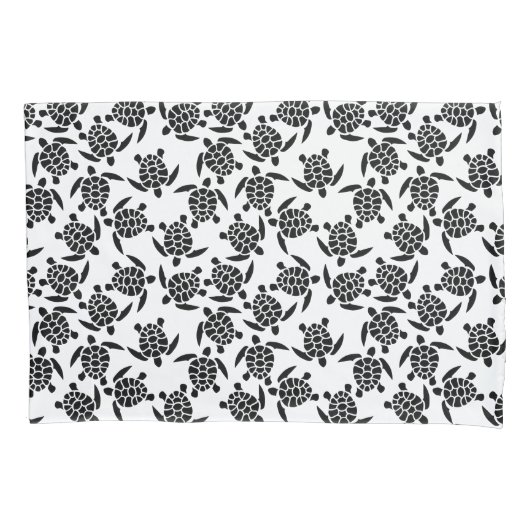 白黒の繰り返しモチーフ |ウミガメ模様 枕カバー (正面)