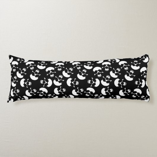 白黒の繰り返しモチーフ |スカルパターン ボディピロー (正面)