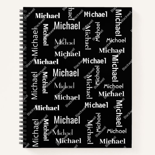 白黒の繰り返し名クラス ノートブック (正面)