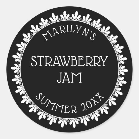 白黒の缶詰ラベルシール ラウンドシール (正面)