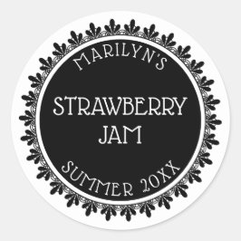 白黒の缶詰ラベルシール ラウンドシール