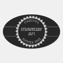 白黒の缶詰ラベルシール 楕円形シール