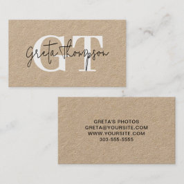 白黒の署名の名前モノグラムクラフト 名刺