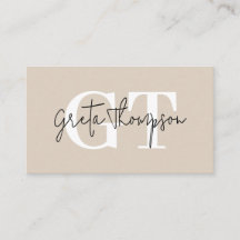 白黒の署名の名前モノグラムベージュ