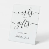 白黒の署名スクリプトカードとギフト 台座サイン (正面)