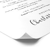 白黒の署名スクリプトドリンクのメニュー記号 ポスター (角)