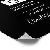 白黒の署名スクリプトOhスナップ記号 ポスター (角)