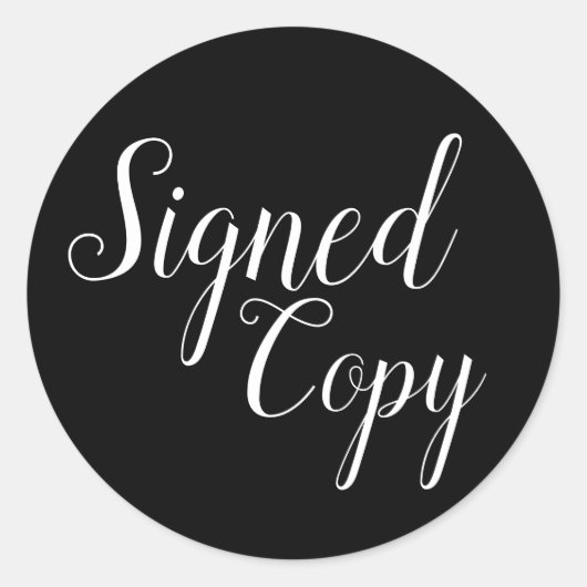 白黒の署名済みコピーライター作家 ラウンドシール (正面)