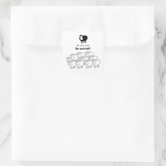 白黒の羊 スクエアシール (バッグ)