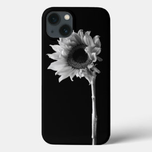白黒の美しいひまわりポートレート iPhone 13ケース