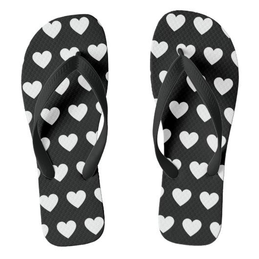 白黒の美しいハート印刷 ビーチサンダル (フットベッド)