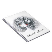 白黒の美しい日本製アニメの女の子 ノートブック (右側)