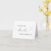 白黒の美しい花嫁の結婚式の日カード カード (黄色い花)