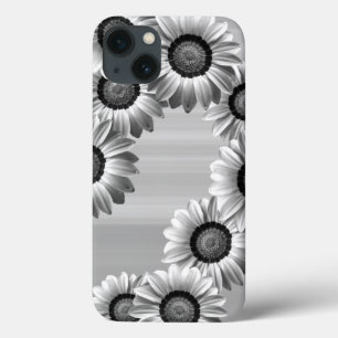 白黒の美しい花 iPhone 13ケース