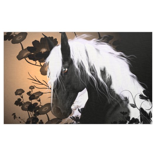 白黒の美しい馬 ファブリック (ヤード)