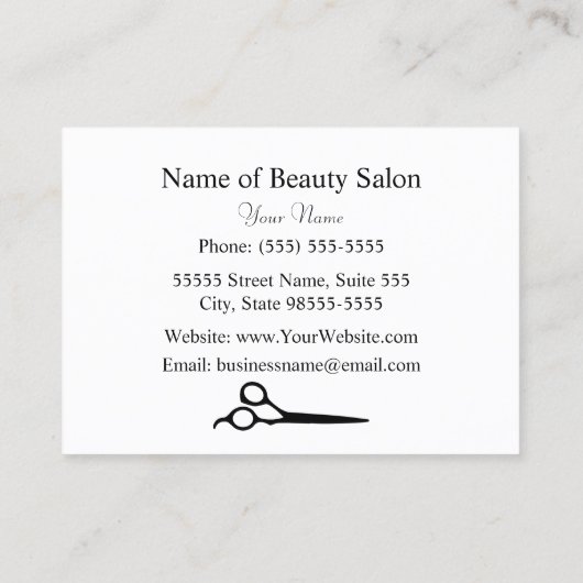 白黒の美容師男性へと女性 名刺 (裏面)