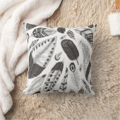 白黒の羽のパターン クッション (ブランケット)