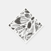白黒の羽のパターン スタンダードカクテルナプキン (角)