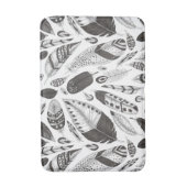 白黒の羽のパターン バスマット (正面縦)