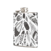 白黒の羽のパターン フラスク (左)