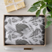 白黒の羽のパターン 薄葉紙 (ギフト)