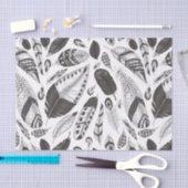 白黒の羽のパターン 薄葉紙 (クラフト)