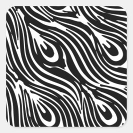 白黒の羽毛パターン スクエアシール