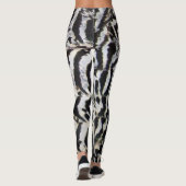 白黒の羽毛パターン レギンス (裏面)