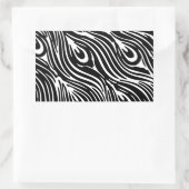 白黒の羽毛パターン 長方形シール (バッグ)